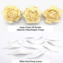 Cream 3D Non-Wired Large Sugar Peonies & Leaves