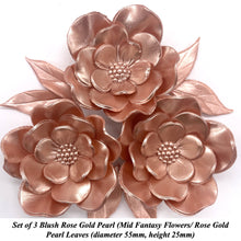Large Rose Gold Pearl Fantasy Flowers with Leaves