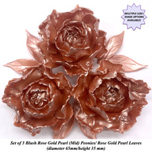 Rose Gold Pearl 3D Non-Wired Large Sugar Peonies & Leaves