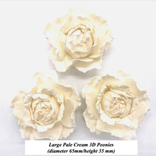 Pale Cream 3D Non-Wired Large Sugar Peonies & Leaves