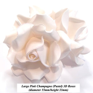 Non-Wired Large 3D Pink Champagne Sugar Roses