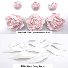 Pale Baby Pink 3D Non-Wired Large Sugar Peonies, Buds & Leaves