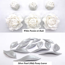 White 3D Non-Wired Large Sugar Peonies, Buds & Leaves
