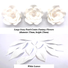 Large Ivory Pearl-Centre Fantasy Flowers with Leaves