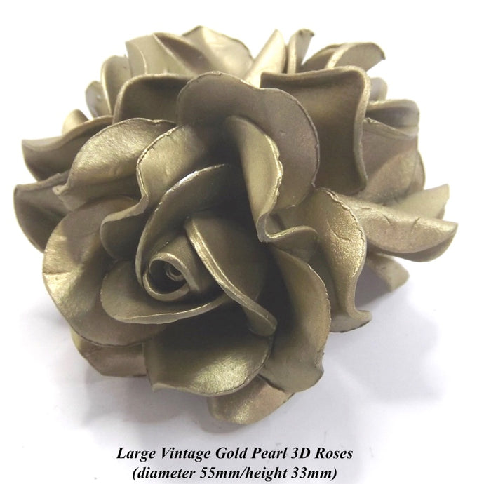 Vintage Gold handmade 3D rose cake decorations