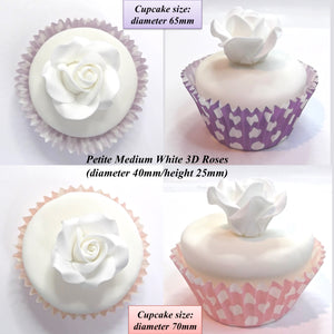 White Cake Decorations. Shown on 65mm cupcake.