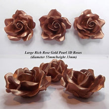 Non-Wired Large 3D Rich Rose Gold Metallic Pearl Sugar Roses