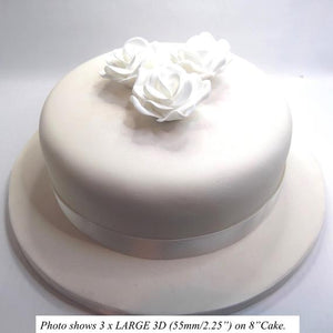 Large 3D sugar roses on an 8 inch cake