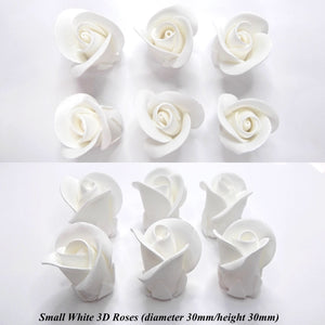 Non-Wired Small 3D White Sugar Roses