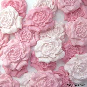 12 Baby Pink Moulded Sugar Roses 30mm 4 OPTIONS