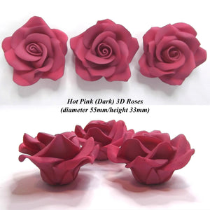 Large Dark Pink 3D Sugar Roses cake decorations