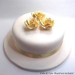 Large Gold Pearl 3D Sugar Roses golden wedding cake decorations