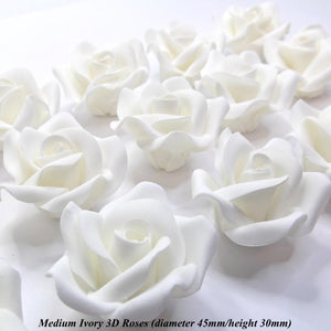Medium Ivory 3D Sugar Roses wedding cake decoration