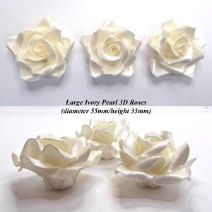 Large Ivory Pearl 3D Sugar Roses wedding birthday cake decorations