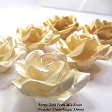 Large Gold Pearl Mix 3D Sugar Roses golden wedding xmas cake decoration NONWIRED