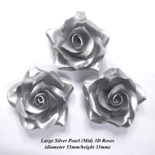 Large Silver Pearl Mix 3D Sugar Roses silver wedding xmas cake decorations