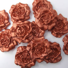 12 Copper Gold Pearl Moulded Sugar Roses 2 SIZES 25mm or 30mm