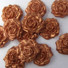 12 Bronze Gold Pearl Moulded Sugar Roses 2 SIZES 25mm or 30mm