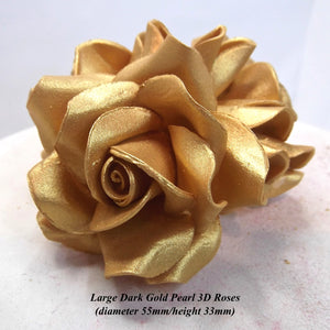 Large Dark Gold 3D Sugar Roses cake decorations