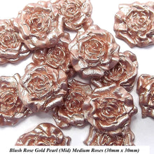 12 Blush Rose Gold Pearl Mix Medium Sugar Roses