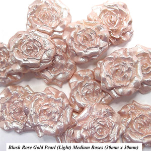 12 Blush Rose Gold Pearl Mix Medium Sugar Roses