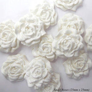 12 White Moulded Sugar Roses 25mm or 30mm 2 OPTIONS