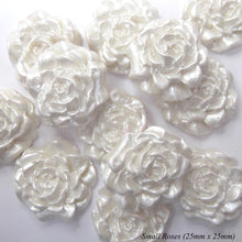12 White Pearl Moulded Sugar Roses 25mm or 30mm 2 OPTIONS