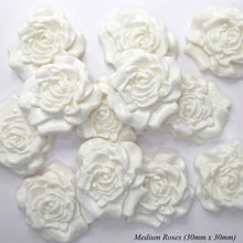 12 White Moulded Sugar Roses 25mm or 30mm 2 OPTIONS