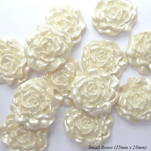 12 Cream Pearl White Moulded Sugar Roses 25mm or 30mm 2 OPTIONS