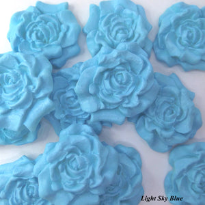 12 Sky Blue Moulded Sugar Roses 30mm 4 OPTIONS