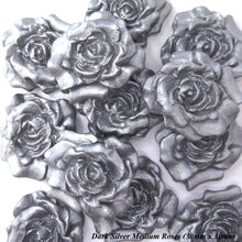 12 Dark Silver Pearl Moulded Sugar Roses 2 OPTIONS 25mm or 30mm