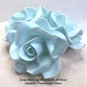 Large Duck Egg Blue 3D Sugar Roses