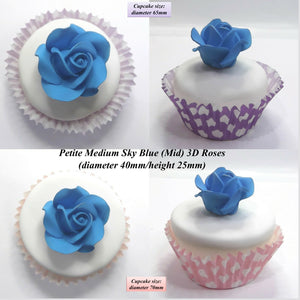 Mid Sky Blue handmade sugar roses for wedding cake decorations